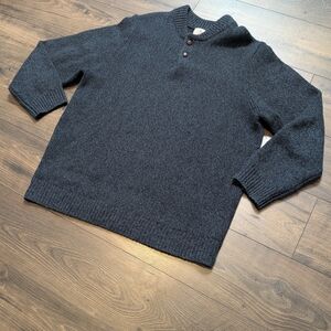 L.L. Bean Lambs Wool Navy Blue Speckled Sweater Size XXL Tall